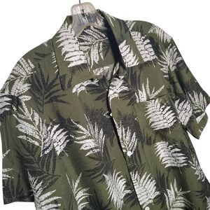 Enlision Mens Fern Leaf Print Casual Button Down Short Sleeve Shirt‎ Size M